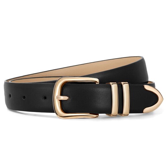 Women Leather Belt With Gold Buckle Ladies Fashion Faux Leather Waist Belt For💗 - Picture 6 of 6